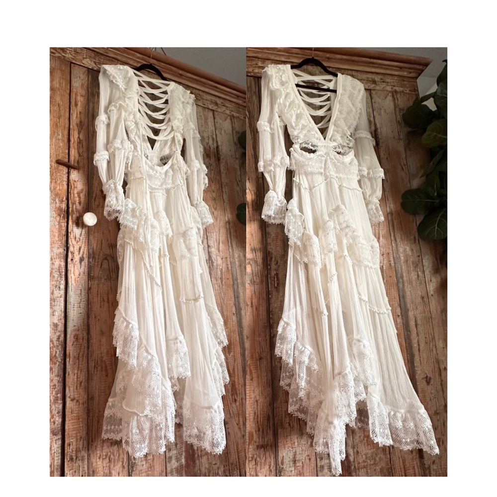 Zimmermann Suraya White Silk Lace Midi Dress